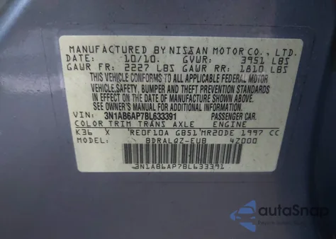 2011 Nissan Sentra 2.0 from USA, damaged, VIN 3N1AB6AP7BL633391